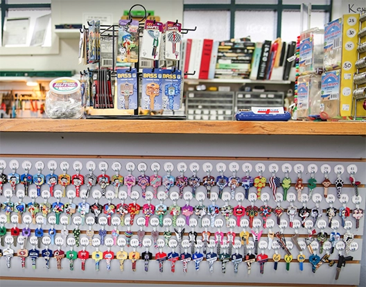 Countertop display inside Able Smart Key & Lock on Broadway in Sacramento CA